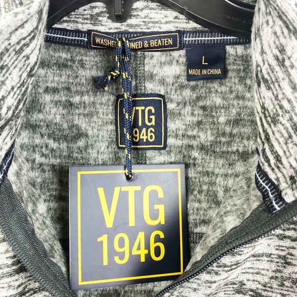 Vintage 1946 Mens Fleece Pullover Sweatshirt Large Gray Quarter Zip NWT - Picture 5 of 6